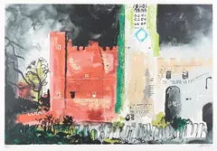 John Egerton Piper, Buckden in a Storm, screenprint in colours on wove paper