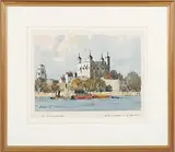 Edward Wesson, The Tower of London, watercolour with ink