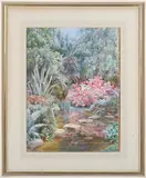 Beatrice Emma Parsons, Landscape with Garden Pond and Azaleas, watercolour