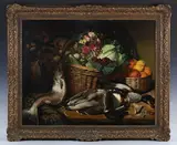 George Lance, Still Life of Fruit, Vegetables, Fish and Ducks, 1846, oil on canvas