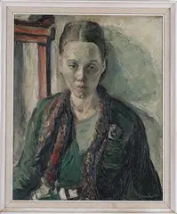 Ronald Ossory Dunlop, The Writer' (Half Length Portrait of a Young Lady), oil on canvas laid on panel