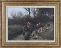 Clive Madgwick, Putting Hounds to Draw' (Fox Hunting Scene), 1980, oil on canvas