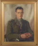 Joyce Platt, Half Length Portrait of Major Gordon Wallace of The Royal Army Dentist Corps in Uniform, 1941, oil on canvas-board