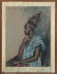 Elizabeth Wolf, Ohan of Benin' (Queen Ohan Akenzua, Royal Wife of Oba Akenzua II), 1950, pastel with coloured chalks