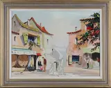 Cecil R. D'Oyly-John, French Street Scene with Figures conversing outside Shops