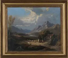 John Anthony Puller, A View near Snowdon Ranger, Nth Wales, 1829, oil on canvas