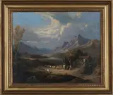 John Anthony Puller, A View near Snowdon Ranger, Nth Wales, 1829, oil on canvas