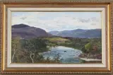Thomas Joseph Banks, Highland River with Cattle, oil on board