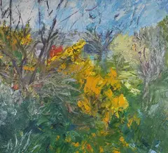 Ray Atkins, Gorse and Red Washing, oil on board