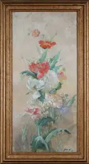 Abbott Fuller Graves, Poppies, watercolour and gouache on silk