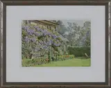 Beatrice Emma Parsons, Thatched Cottage with Wisteria and Flowerbeds, believed to be 'Dossetts', Cowley, Oxford, watercolour