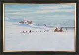 John P. Smith, Antarctic Landscape with Tents, Sledges and Huskies, oil on canvas