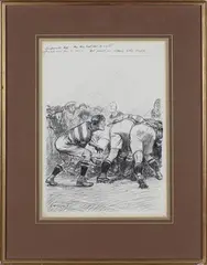 Ernest Howard Shepard, Irrepressible Half…' (Rugby Scrum), pen and ink heightened with gouache