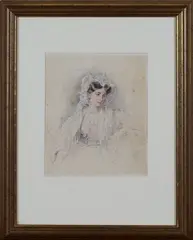 George Richmond, Half Length Portrait of a Lady, identified as Miss Tomkison, daughter of Piano Maker, Thomas Tomkison, 1831, watercolour with gouache over pencil