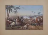 Orlando Norie, Battle Scene, probably the Indian Mutiny, watercolour