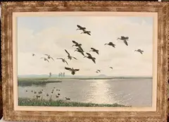 Peter Scott, Red-billed Teal at a Pan in Heidelberg, South Africa, 1962, oil on canvas-board