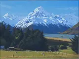 Geoffrey Shaw, Mount Cook, New Zealand, oil on canvas-board