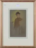 Edward Stott, Study of a Boy wearing a Hat, pastel