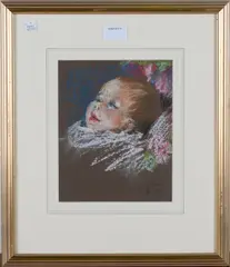 Edward Stott, Study of a Baby, pastel
