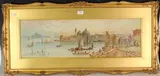 Edward Nevil, Grand Canal Venice with Gondoliers and Santa Maria della Salute, watercolour
