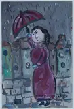 Dora Holzhandler, Lady with an Umbrella in the Rain, 2009, oil on board