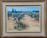 Lionel Aggett, Olive Grove, Les Alpilles, Provence, pastel on board