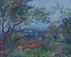 Henri Dreyfus-Lemaître, Landscape with Trees, oil on board