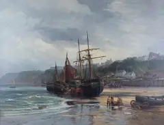 Robert Ernest Roe, Scarborough Fishing Boats, oil on canvas