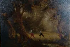 Frank Moss Bennett, The Duel, 1908, oil on panel