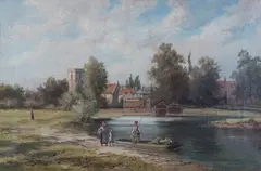 William Raymond Dommersen, Shepperton on the Thames, oil on canvas