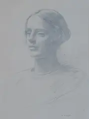 Walter Thomas Monnington, Half Length Portrait of a Young Lady, pencil