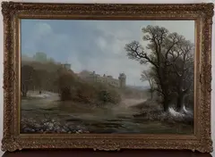 Charles Leaver, The South Face of Warwick Castle at Winter, 1865, oil on canvas