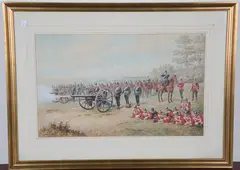 Richard Simkin, East Surrey Company Co. in Action, watercolour