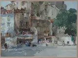 The Notice Board, La Voulte-sur-Rhône by William Russell Flint, 1961, watercolour, sold Dec 2021