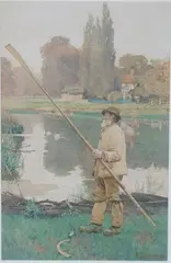 Alfred Heaton Cooper, Oarsman Gardener beside a River, 1886, watercolour