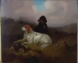 Colin Graeme Roe, The Day's Bag, Gun Dogs, probably Setters, in a Landscape, oil on canvas