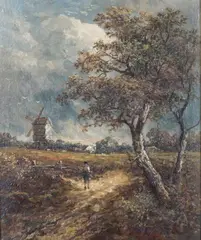 Joseph Thors, Cornfield near Norwich, oil on board