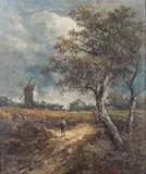 Joseph Thors, Cornfield near Norwich, oil on board