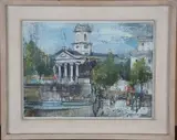 George Hammond Steel, Trafalgar Square with St. Martin-in-the-Fields, London, oil on board