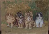 Louis Wain, Four Kittens in a Garden Setting