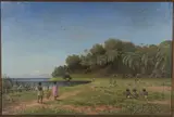 Bernard Bedwell Portal, Figures in a South Pacific Coastal Landscape, probably Fiji, Tahiti, or the Cook Islands, 1896, oil on canvas