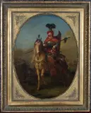 François Debon, Janissaire Turc, oval oil on canvas