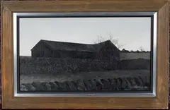 Jack Simcock, View of a Barn, oil on panel