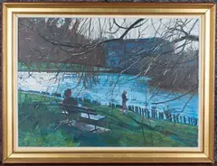 Feeding the Ducks by William Bowyer, oil on canvas, sold Jun 2021