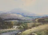 Noel Leaver, Cumbrian Landscape, watercolour with gouache