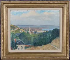 Paul Maze, Le Havre with distant view of the Seine, 1930, oil on canvas