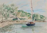 Paul Maze, Moored Sailing Boat in a Cove
