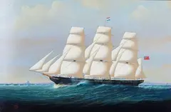 Anthony Skuse, The Ellen Stuart off Hurst Castle, oil on panel