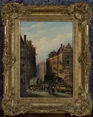 Joseph Bles, Continental Market Scene, oil on panel