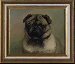 Henry Crowther, Pugnacious Patrick' (Head Study of a Pug Dog), 1920, oil on canvas